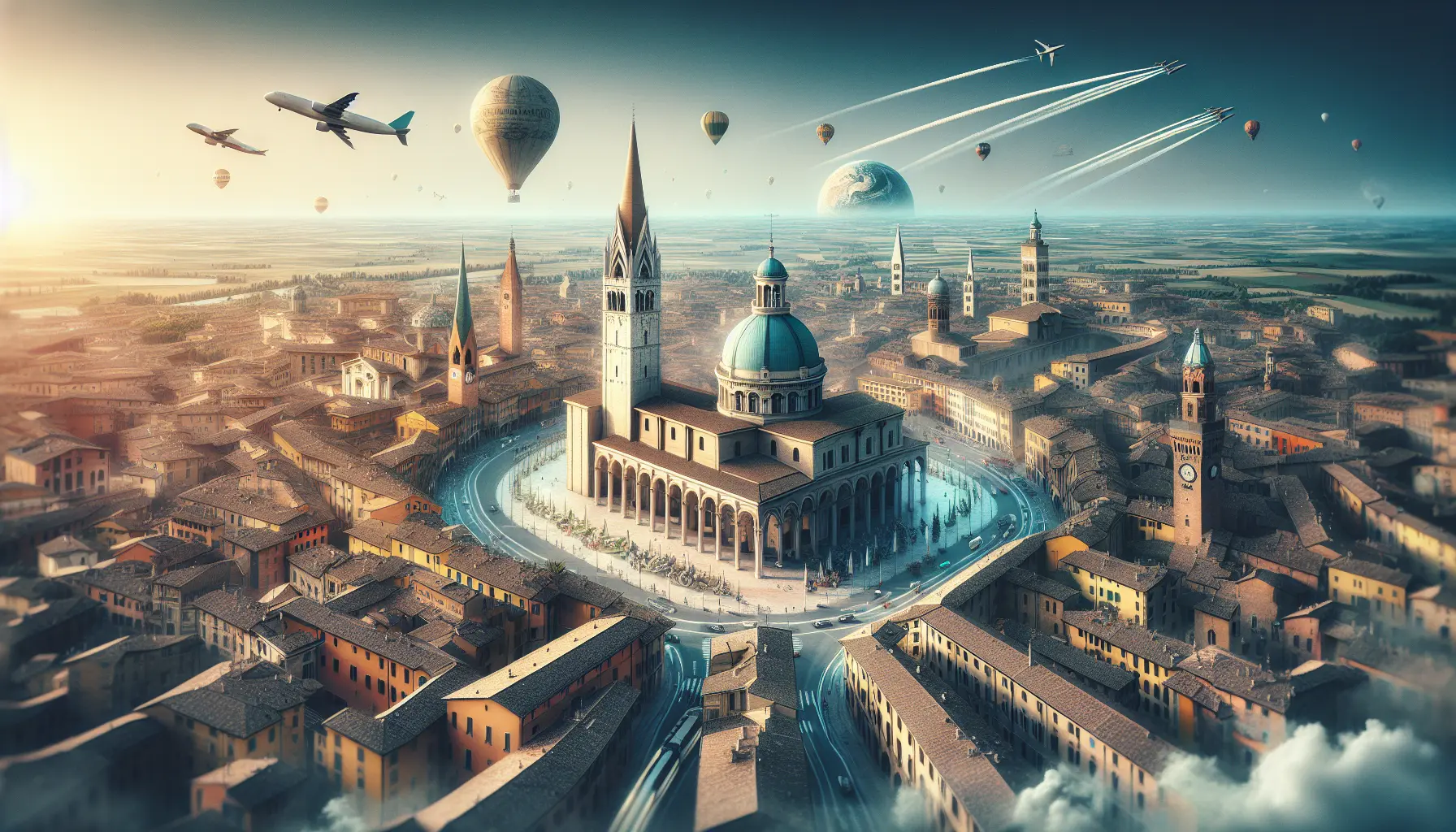 Vista panoramica di Modena con il Duomo e la Ghirlandina sullo sfondo