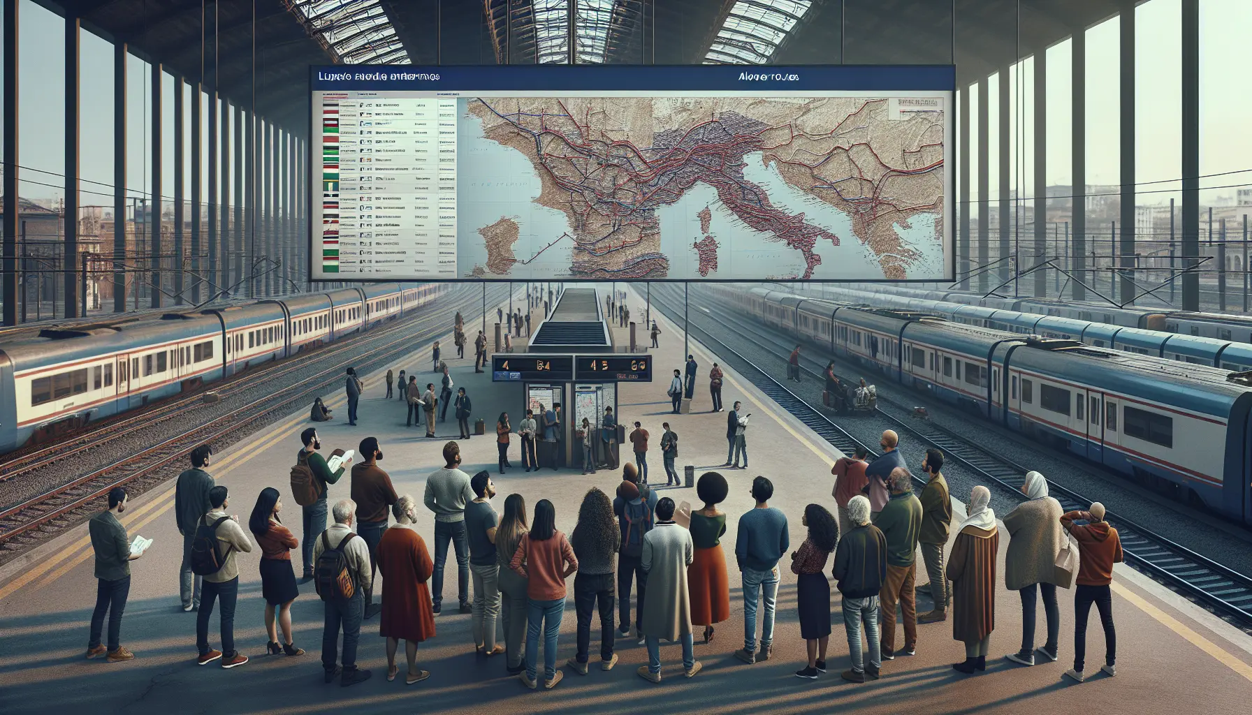 Un treno fermo in stazione, simbolo degli scioperi e delle interruzioni nel servizio ferroviario.