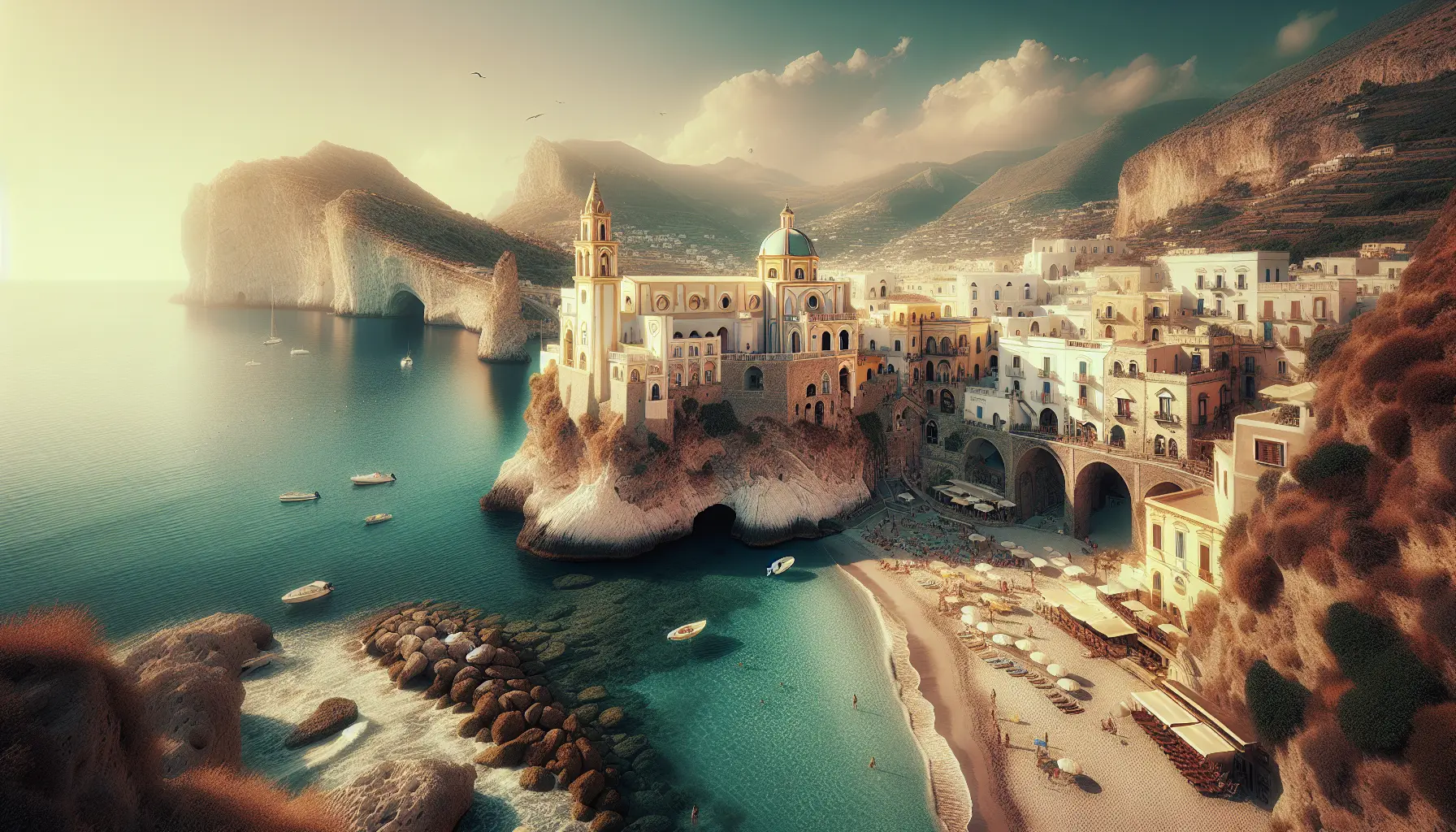 Vista panoramica dell'isola di Ponza con le sue scogliere e acque turchesi