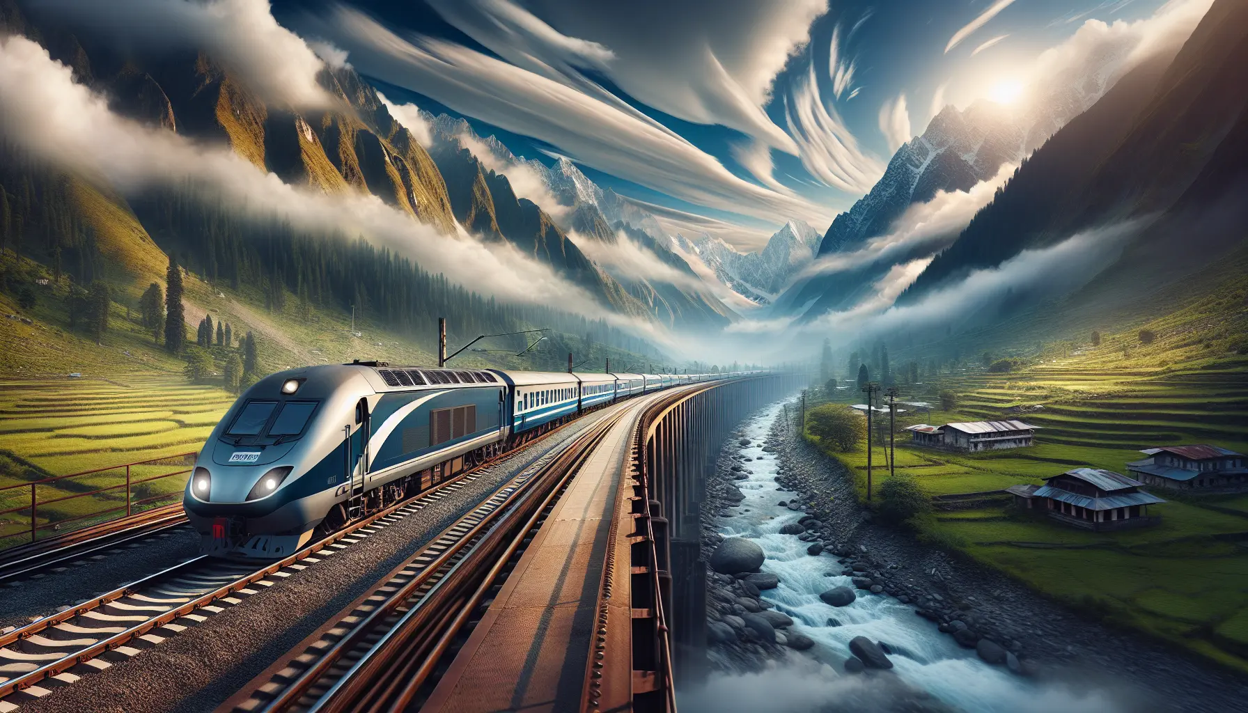 Un treno che attraversa paesaggi naturali mozzafiato, immerso nella bellezza della natura.