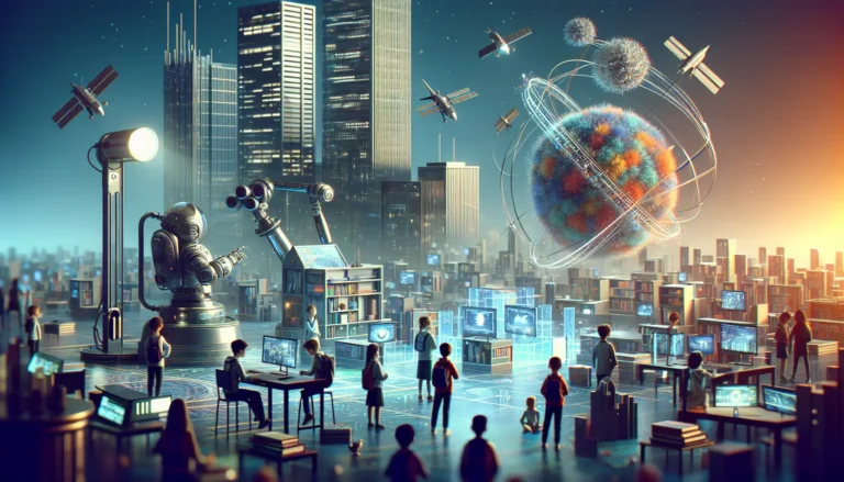 Bambini che interagiscono con robot in un laboratorio educativo