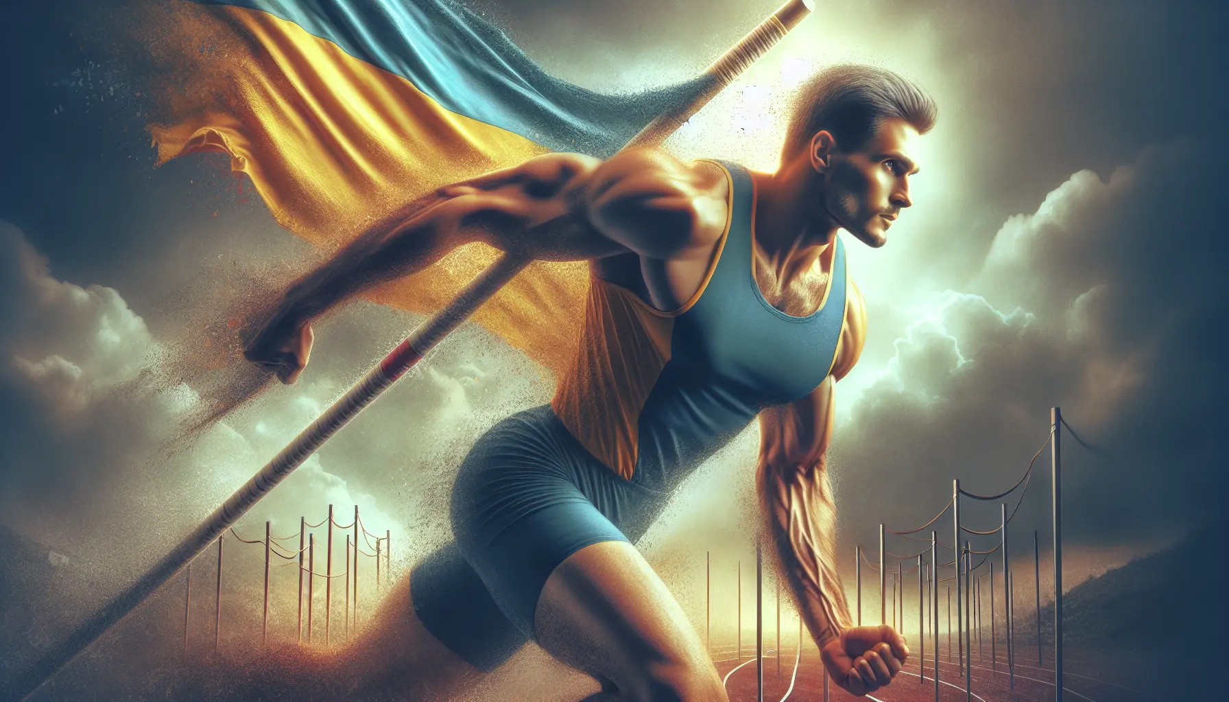 Sergej Bubka in azione durante un salto con l'asta, simbolo di determinazione e innovazione nello sport.