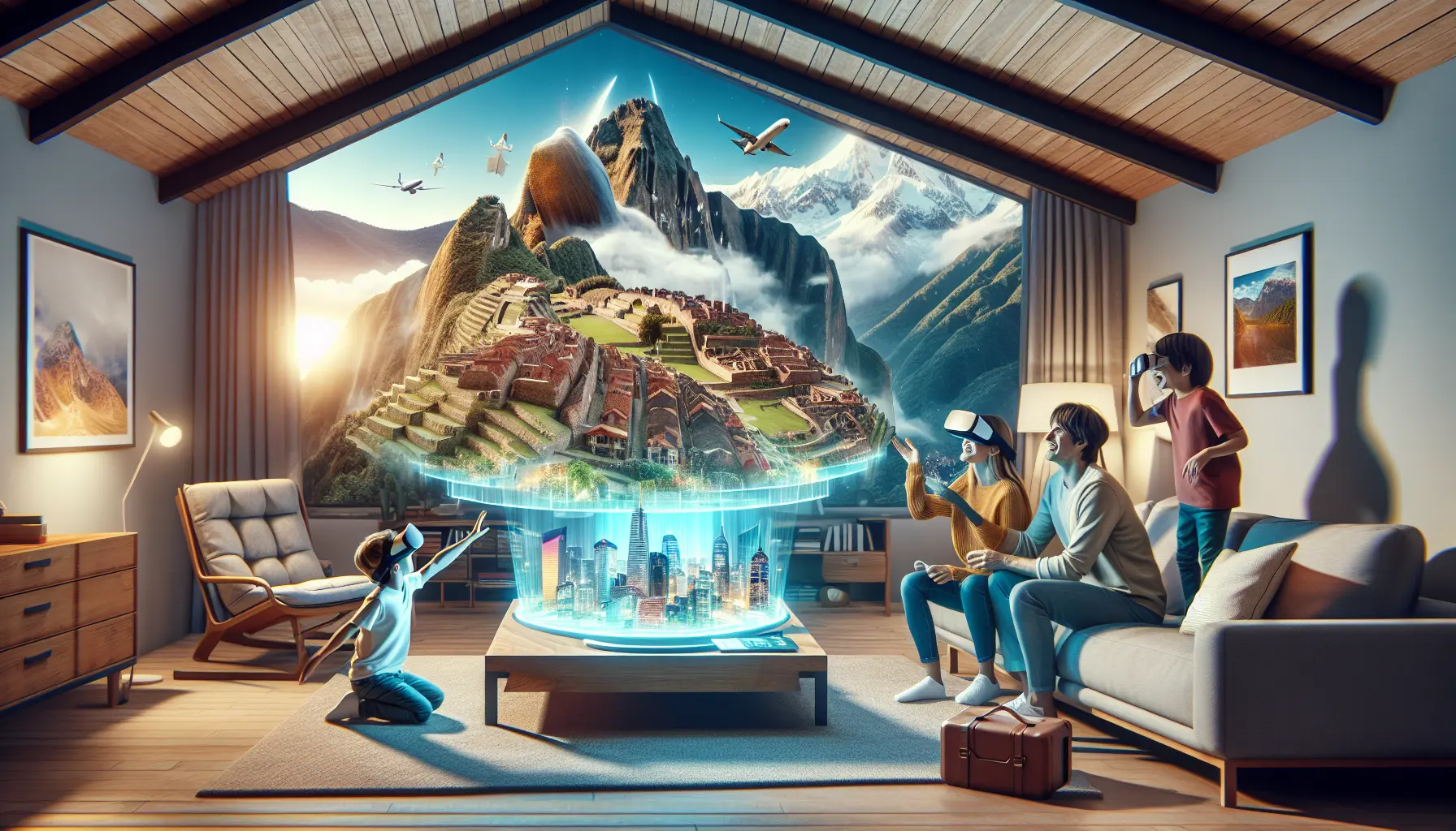 Bambini che esplorano un ambiente virtuale con visori di realtà aumentata
