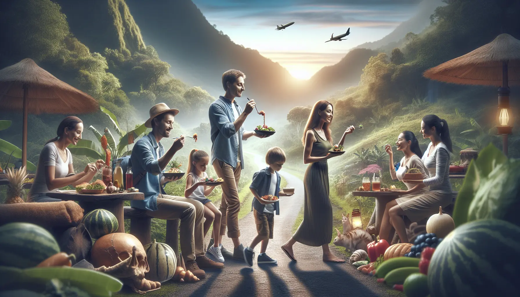 Famiglia che esplora un mercato locale durante un viaggio enogastronomico