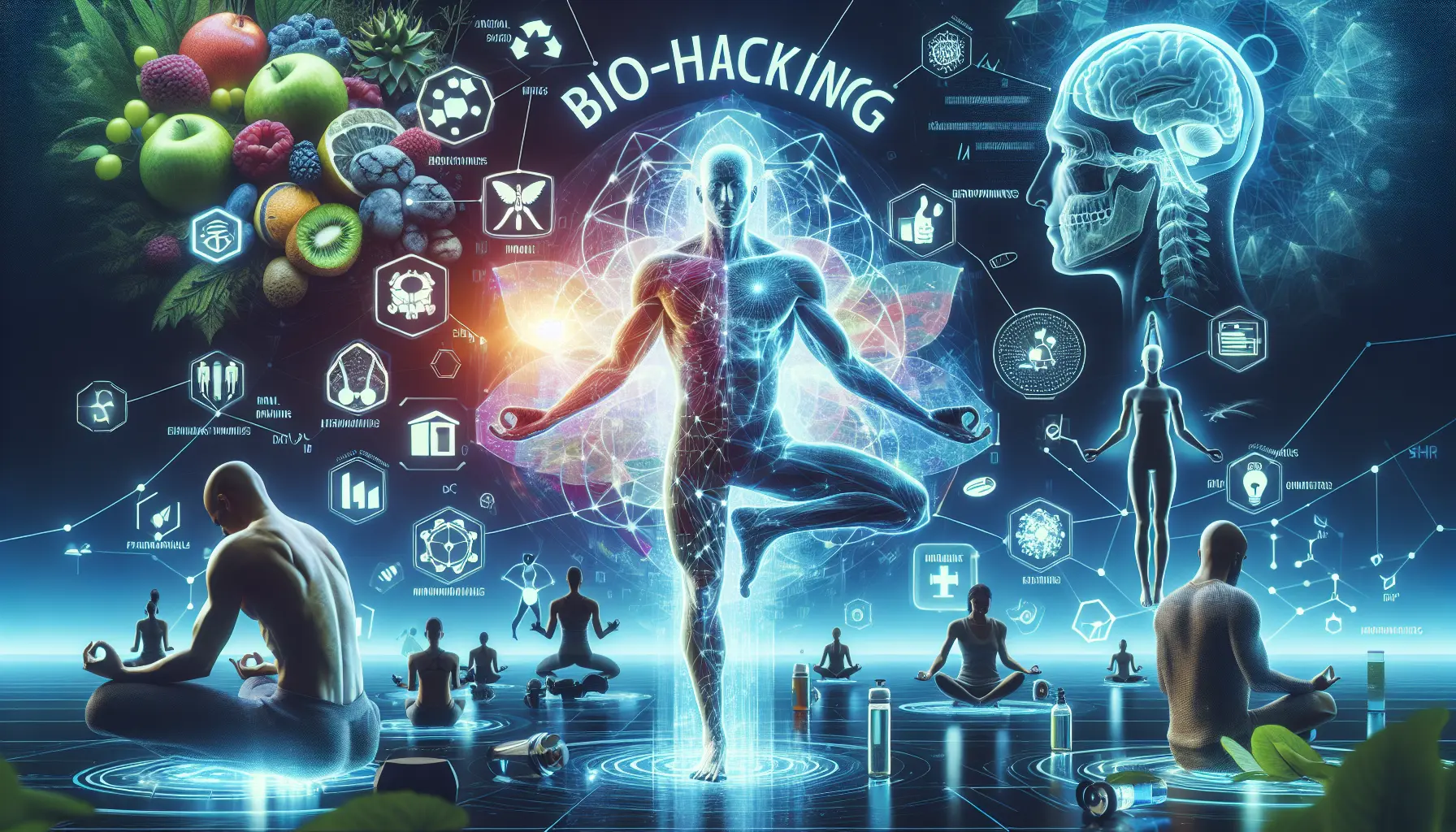 Un atleta che utilizza un dispositivo di monitoraggio durante l'allenamento, rappresentando il concetto di biohacking.