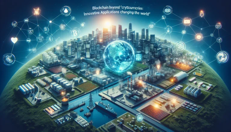 Rappresentazione visiva della tecnologia blockchain con simboli di sicurezza e connessione