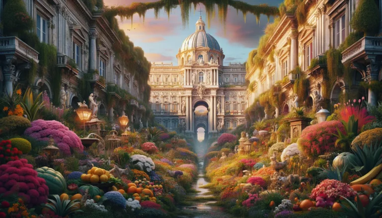 Vista panoramica della Reggia di Caserta con i suoi giardini e fontane