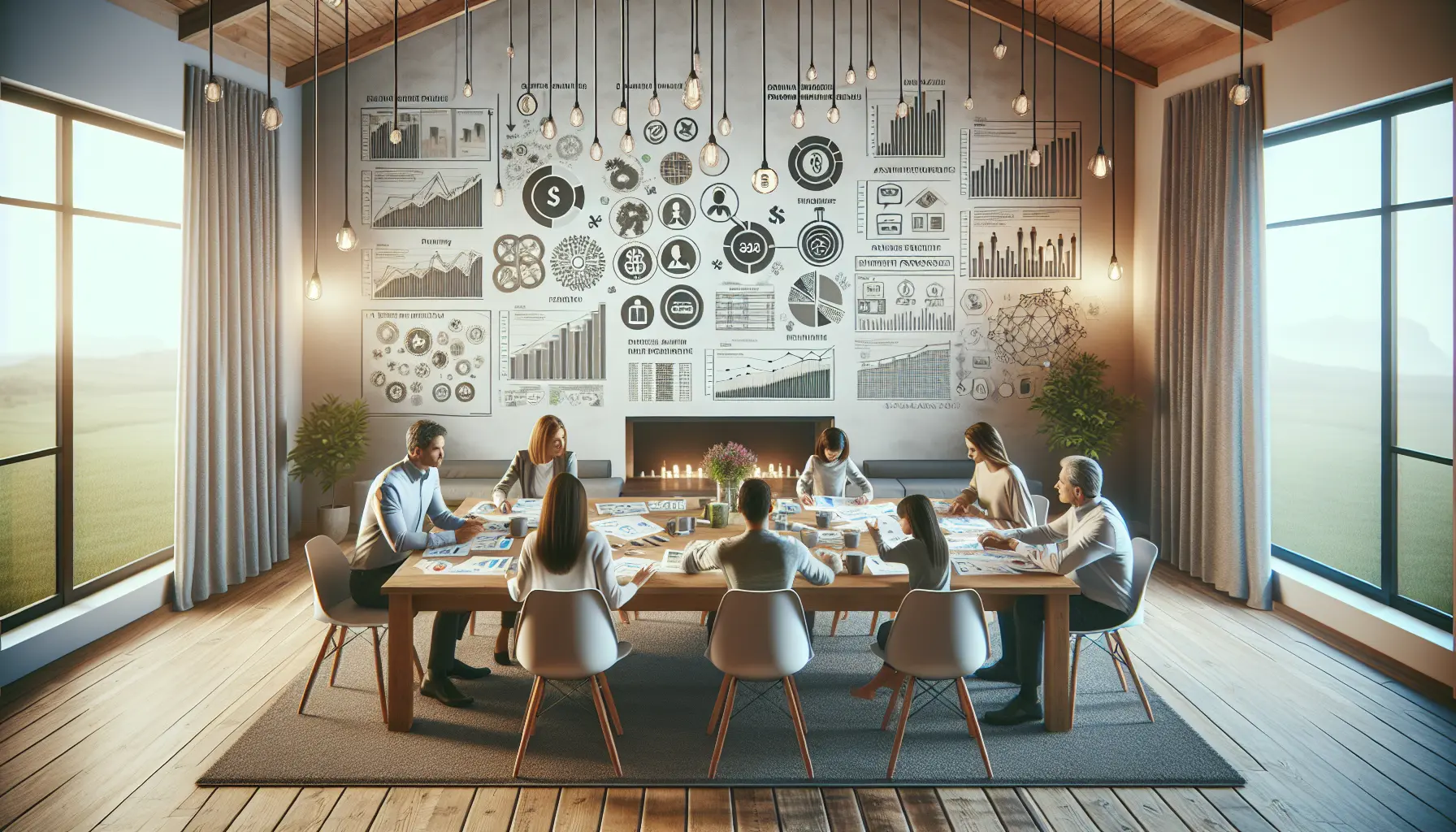 Famiglia che discute di investimenti sostenibili attorno a un tavolo