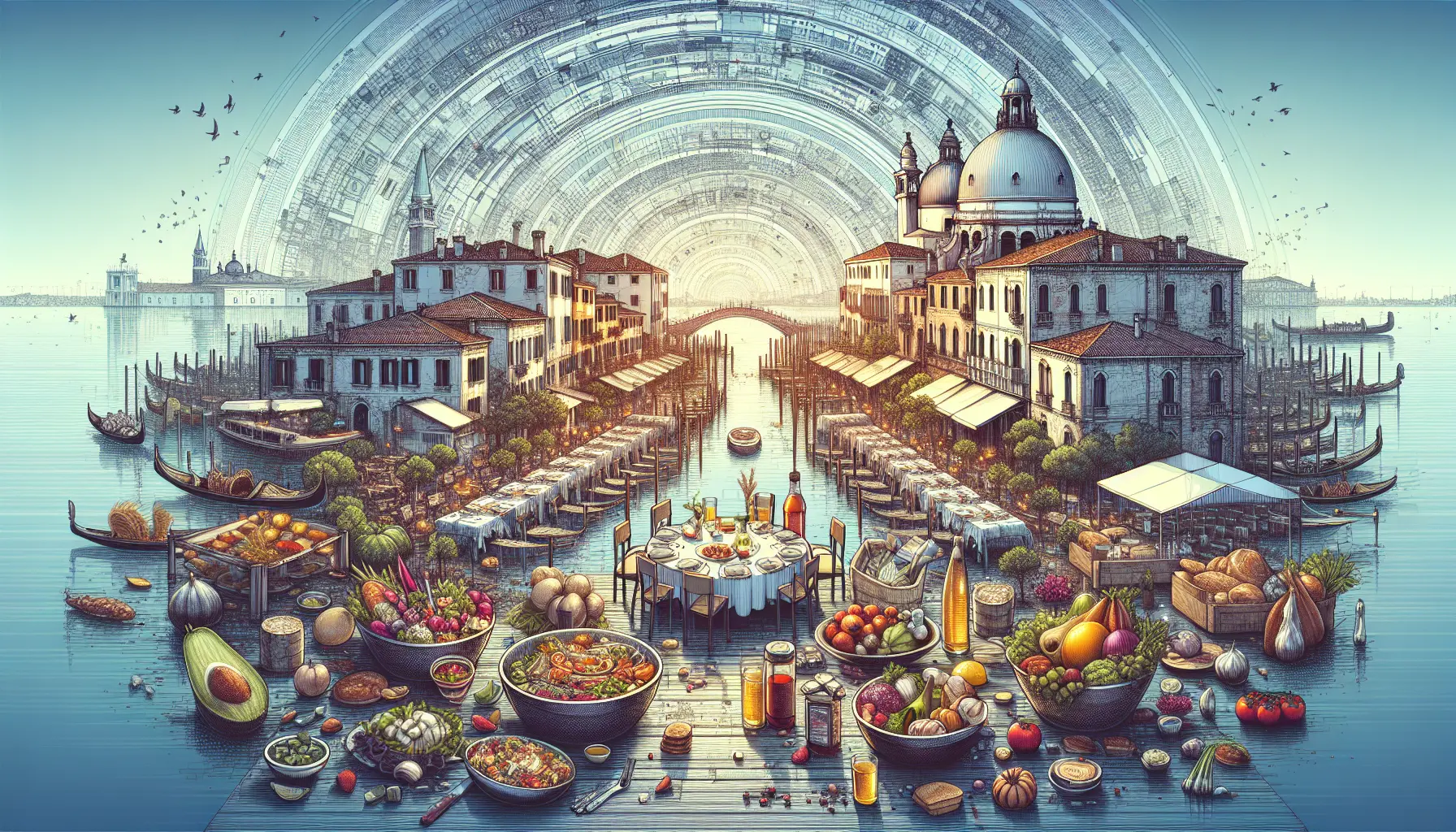 Un tavolo da cucina con ingredienti freschi e avanzi pronti per essere trasformati in nuovi piatti.