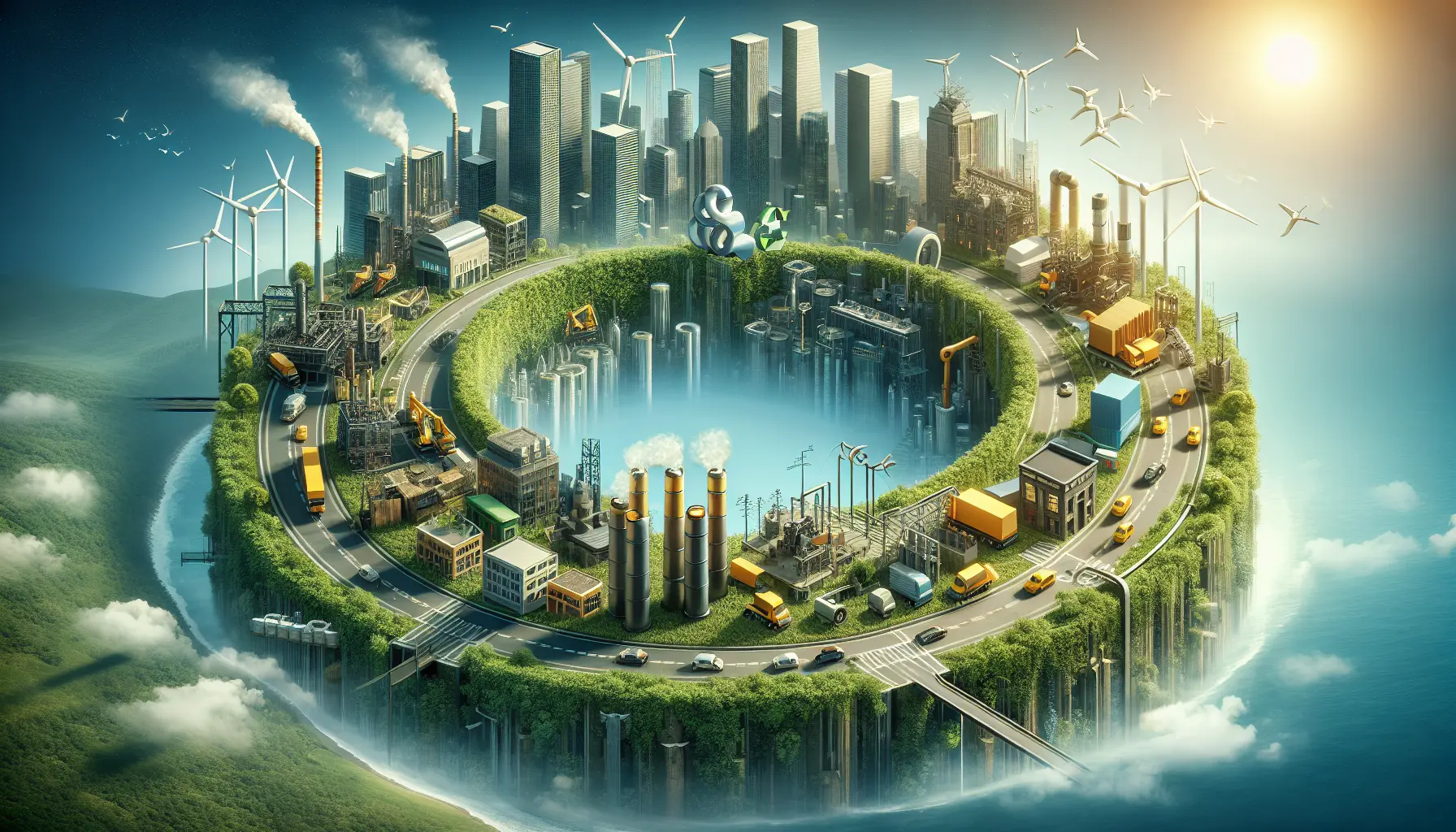 Un'immagine che rappresenta il concetto di economia circolare, illustrando il ciclo di vita dei prodotti e il riutilizzo delle risorse.