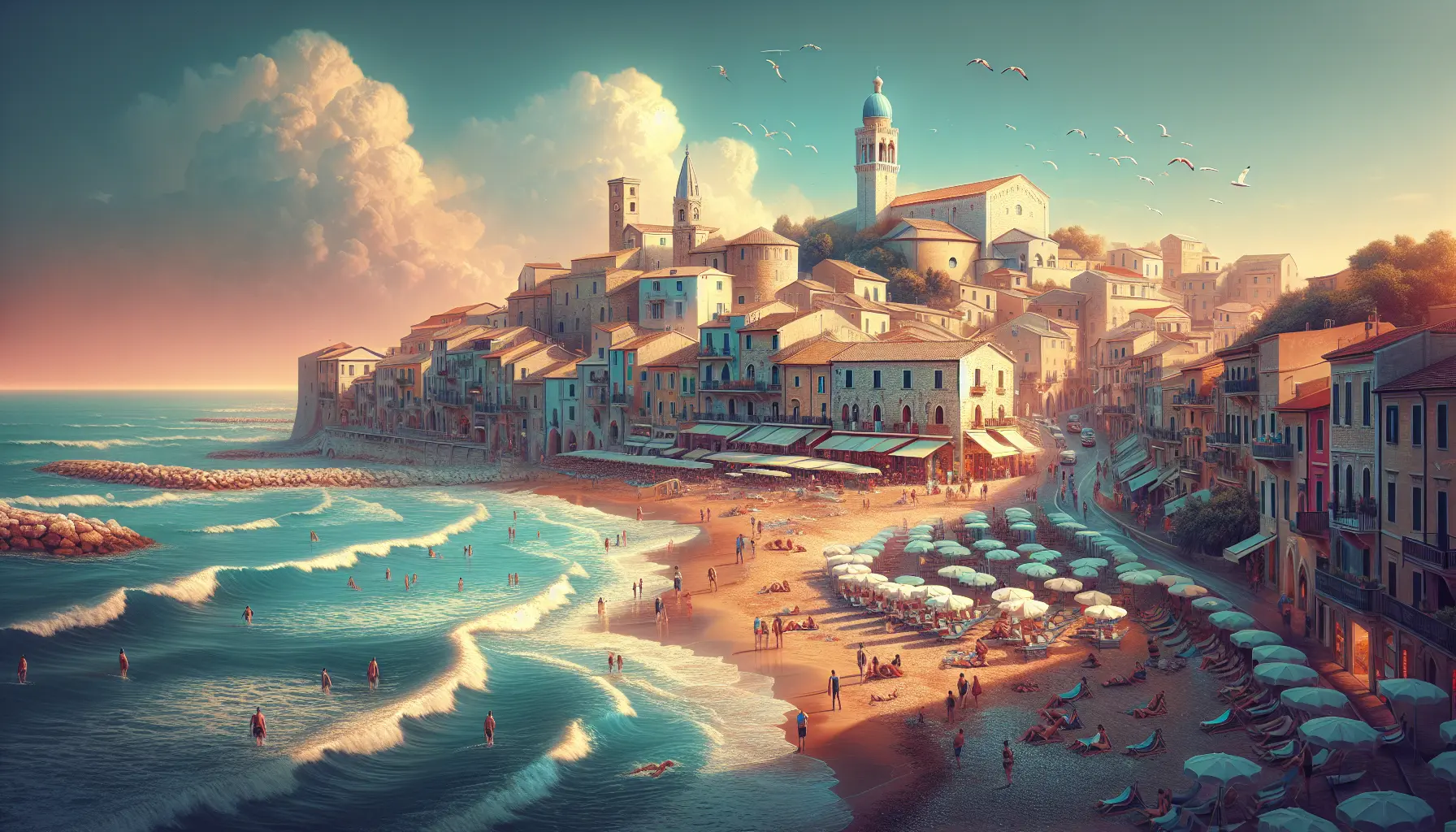 Vista panoramica di Grottammare con il mare e il centro storico sullo sfondo