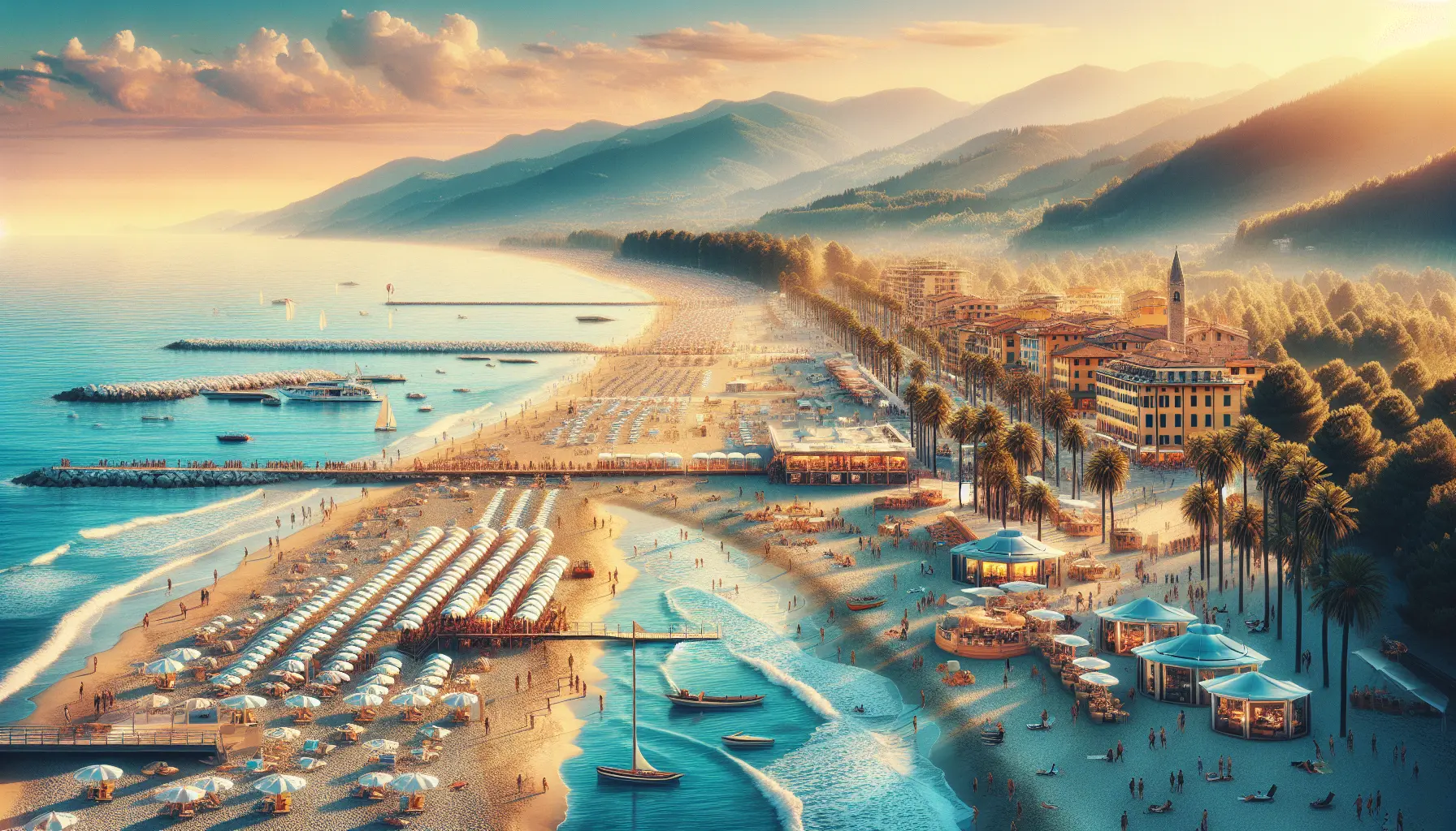 Spiaggia di Forte dei Marmi con ombrelloni e mare cristallino