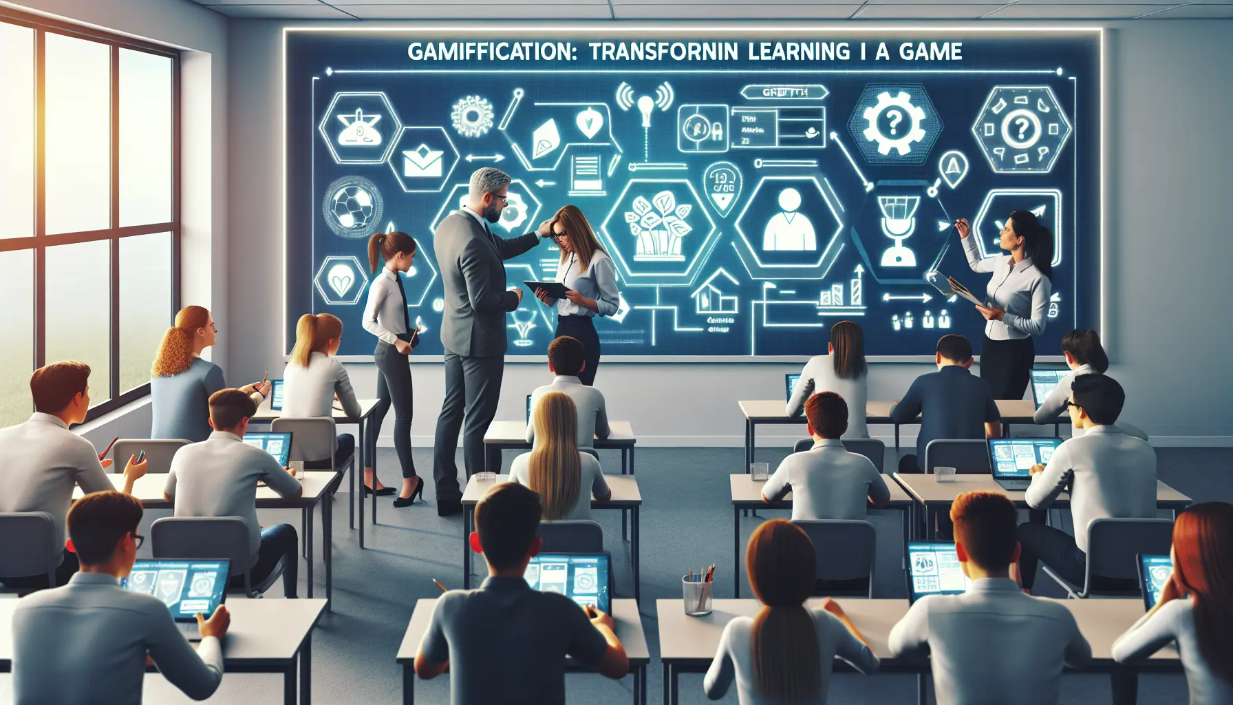 Un'aula coinvolgente con studenti che partecipano a un gioco educativo