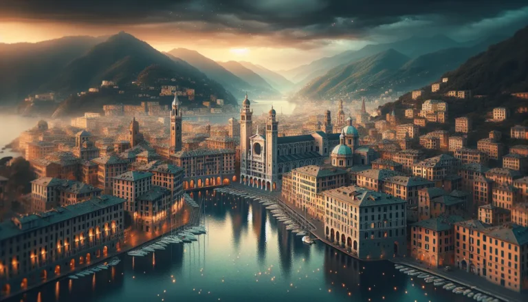 Panorama di Genova con il mare e il centro storico sullo sfondo