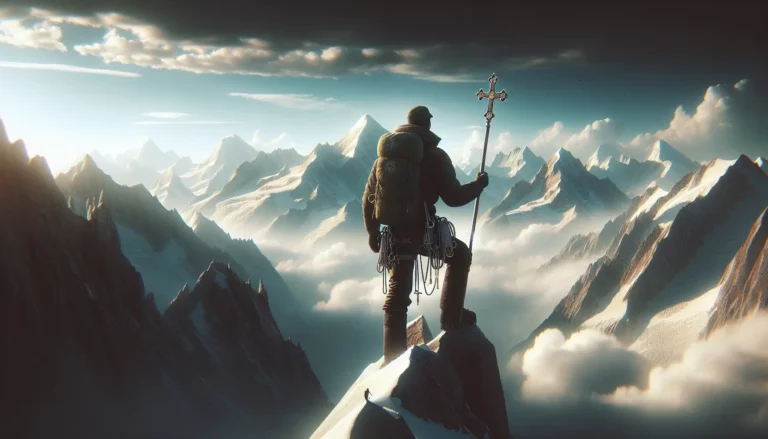 Un paesaggio montano che rappresenta la bellezza e la spiritualità delle Alpi, evocando l'eredità di Giovanni Gnifetti.