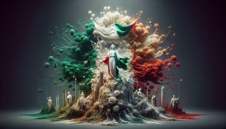 Bandiera italiana con i colori verde, bianco e rosso che sventola in un cielo sereno.