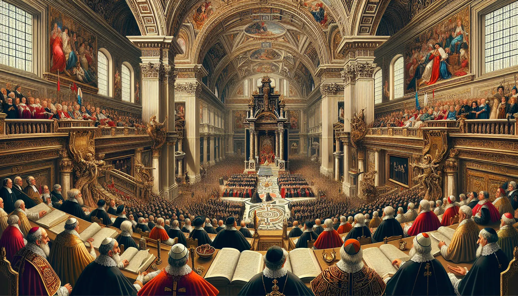 Rappresentazione artistica del conclave del 1492 e dell'elezione di Papa Alessandro VI