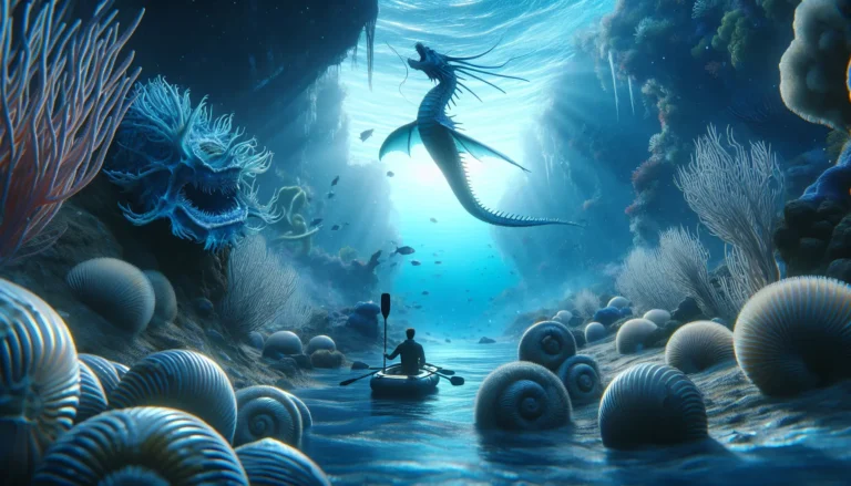 Un Glaucus Atlanticus che fluttua nell'acqua, mostrando il suo corpo blu intenso e le sue delicate forme.