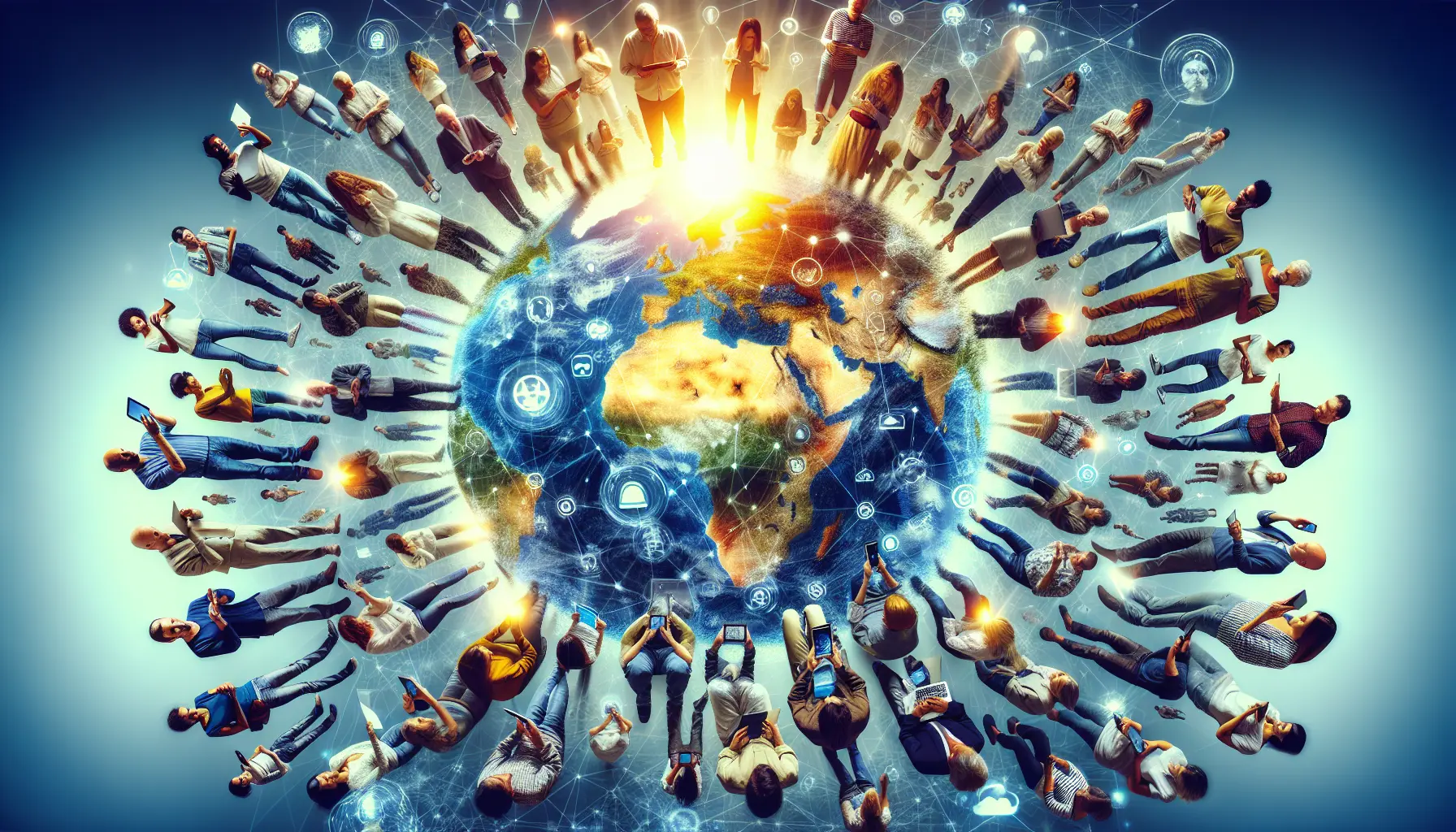 Un gruppo di persone che interagiscono online, rappresentando la connessione delle comunità digitali.