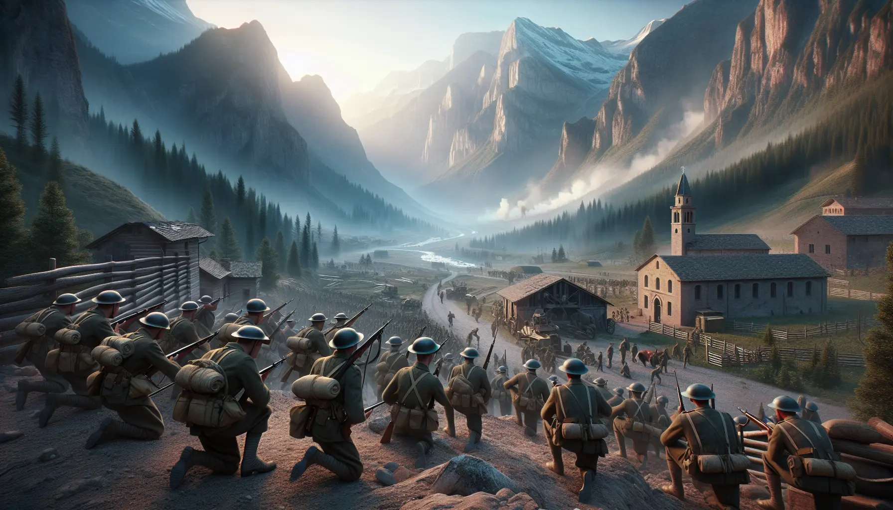 Soldati italiani in trincea durante la Prima Guerra Mondiale, rappresentando la vita al Fronte Italiano.