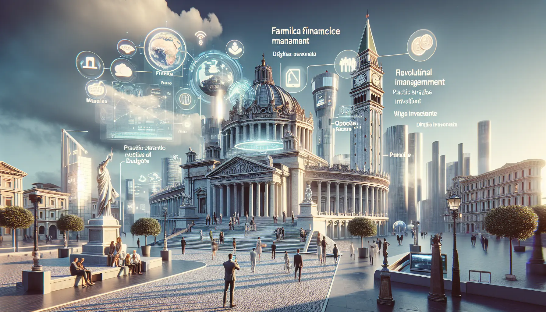 Famiglia che utilizza pagamenti digitali sullo smartphone per gestire il budget