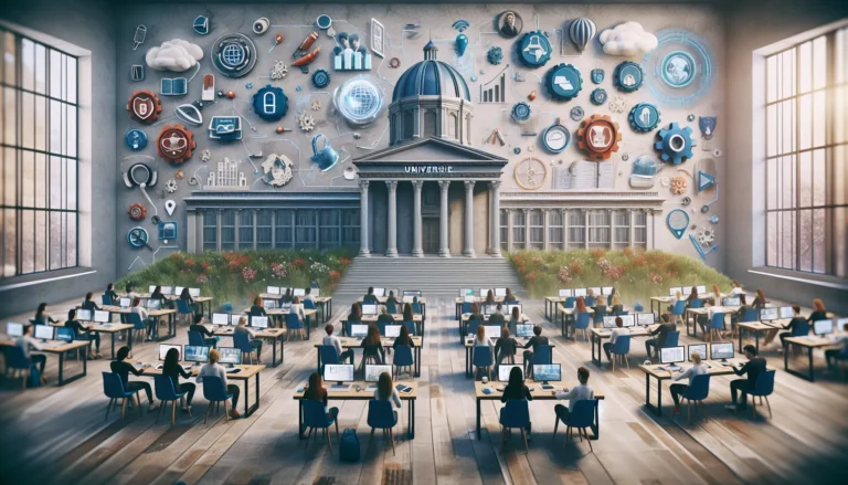 Studente che partecipa a un corso online in un ambiente virtuale