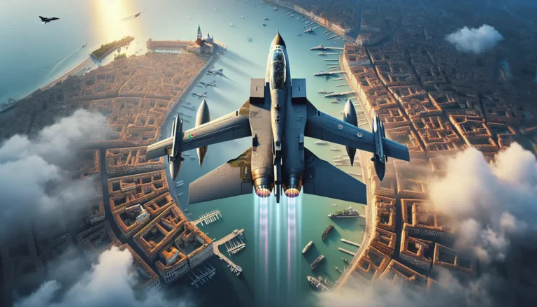 Un Panavia Tornado in volo, evidenziando la sua ala a geometria variabile e il design aerodinamico.