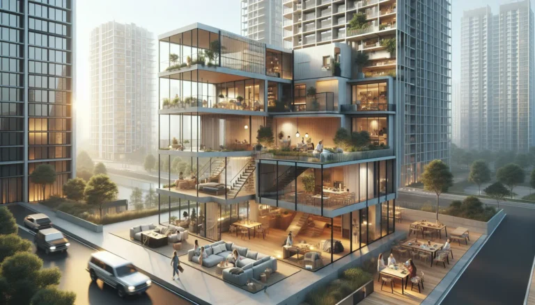 Persone che condividono uno spazio di co-living, interagendo e socializzando in un ambiente accogliente.