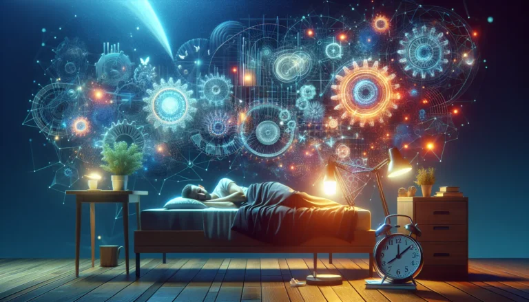 Rappresentazione del sonno polifasico con un orologio e un letto