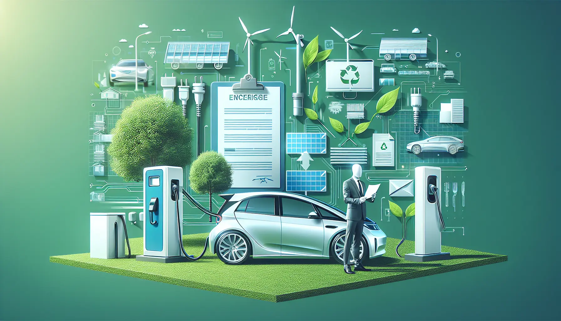 Un'auto elettrica parcheggiata vicino a una stazione di ricarica, simbolo della mobilità sostenibile e dell'innovazione tecnologica.