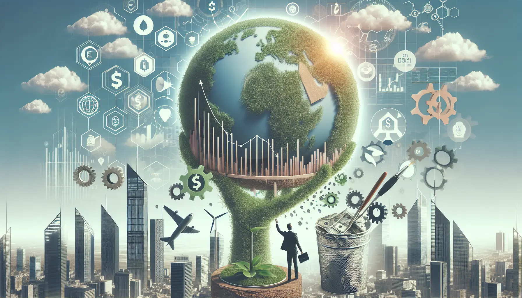 Giovane investitore che studia opportunità di investimento sostenibili