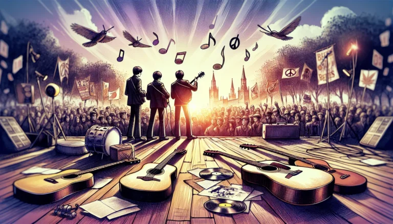 Un'immagine iconica dei Beatles che rappresenta la loro influenza nella musica e nella cultura popolare.