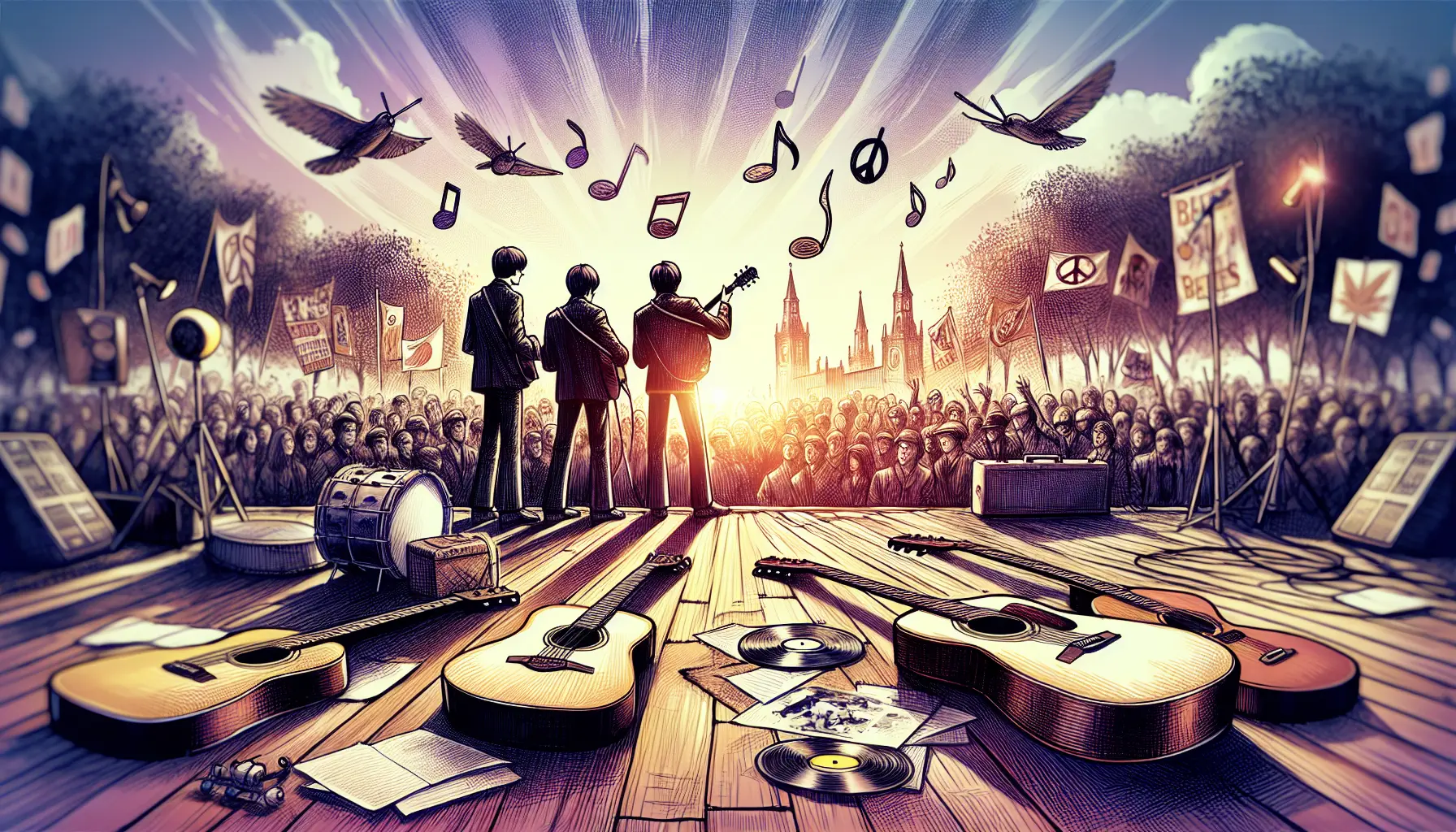Un'immagine iconica dei Beatles che rappresenta la loro influenza nella musica e nella cultura popolare.