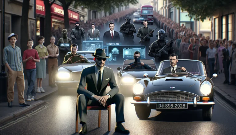 Immagine di James Bond in un contesto cinematografico, rappresentante l'eleganza e l'azione del personaggio.