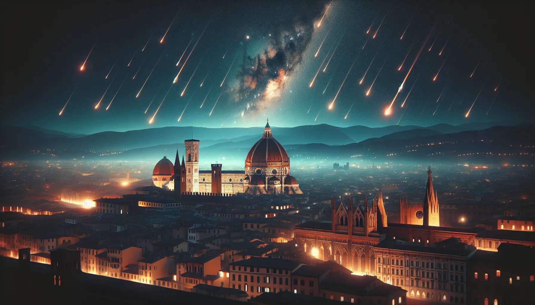 Un cielo notturno stellato con stelle cadenti durante la Notte di San Lorenzo