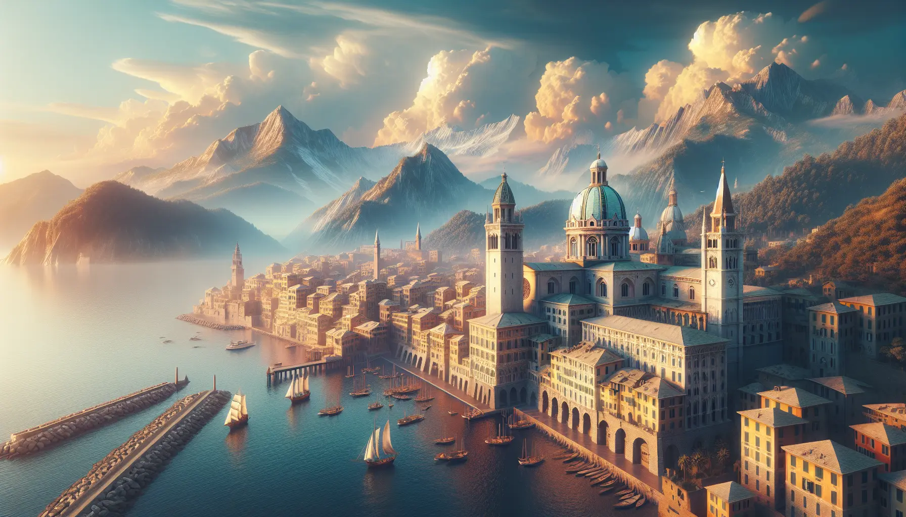 Vista panoramica di Genova con i suoi storici palazzi e il porto