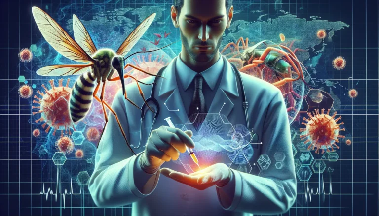 Zanzara Aedes aegypti su una foglia verde, simbolo della malattia dengue.