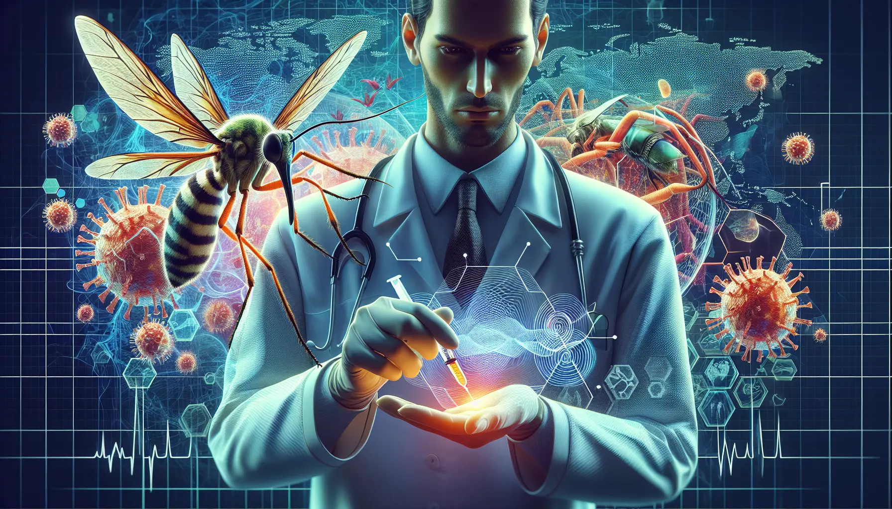 Zanzara Aedes aegypti su una foglia verde, simbolo della malattia dengue.