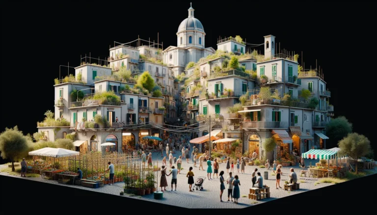 Persone che partecipano a un evento di quartiere, creando legami e interazioni sociali.