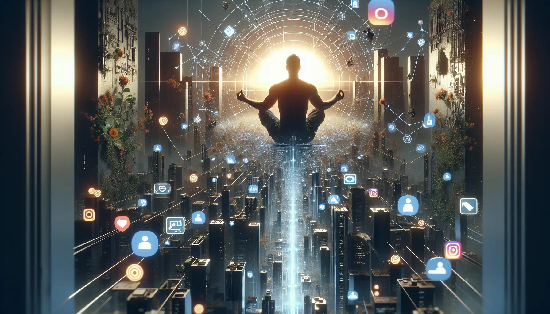 Rappresentazione visiva di una persona che esplora la natura, rappresentando la vita senza social media