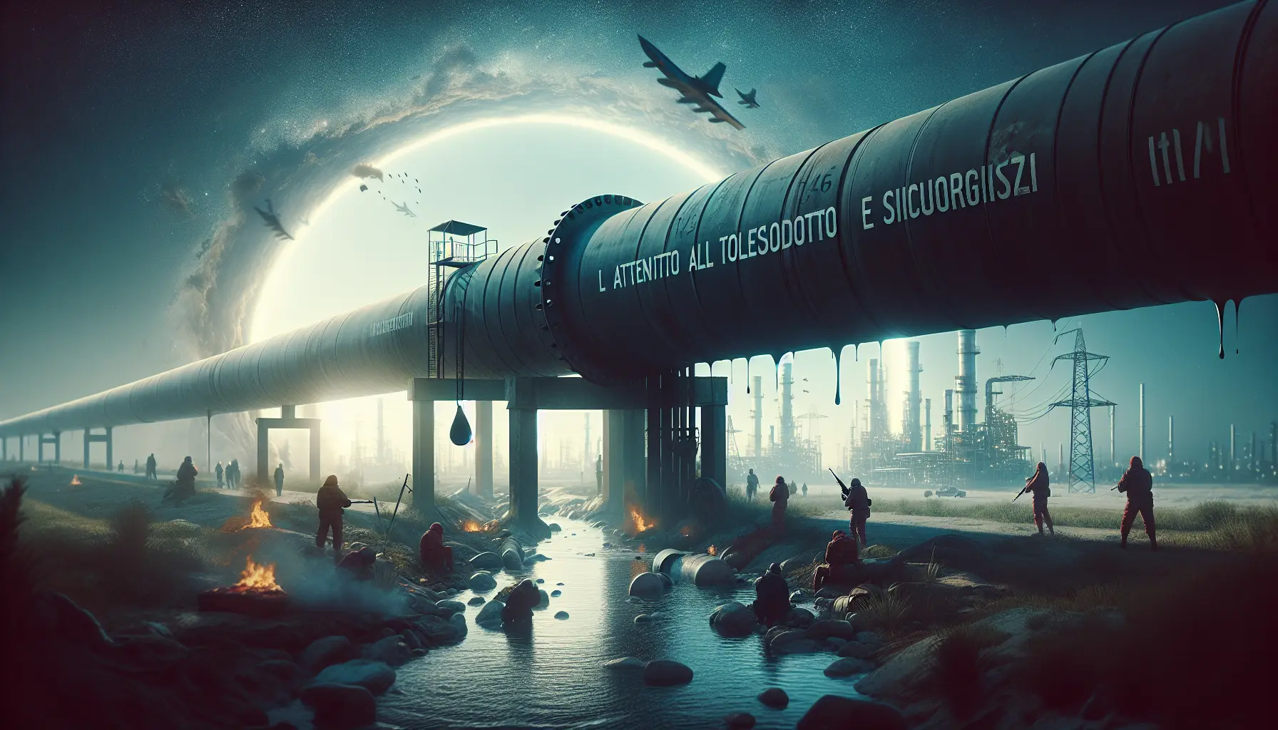 Immagine che rappresenta l'attentato all'oleodotto della SIOT e le sue conseguenze sulla sicurezza energetica.