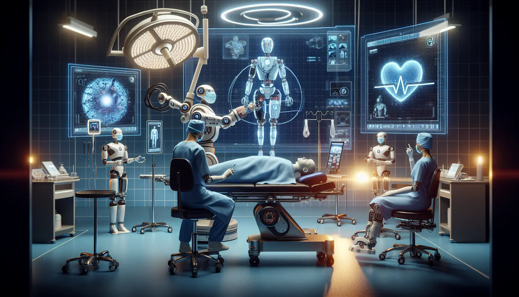 Un robot chirurgico in azione durante un intervento, evidenziando la tecnologia avanzata nel settore sanitario.