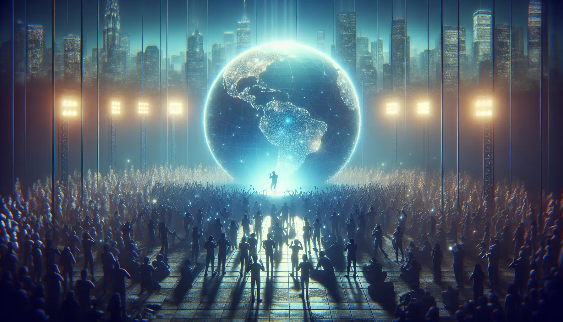 Taylor Swift sorridente durante un evento, circondata da fan e media, simbolo dell'influenza delle celebrità sulla cultura pop.