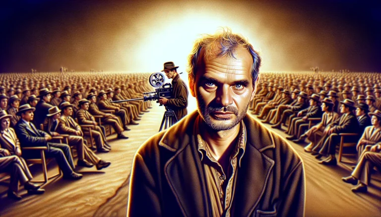 Un collage di scene iconiche dai film di Quentin Tarantino, evidenziando il suo stile unico e i personaggi memorabili.