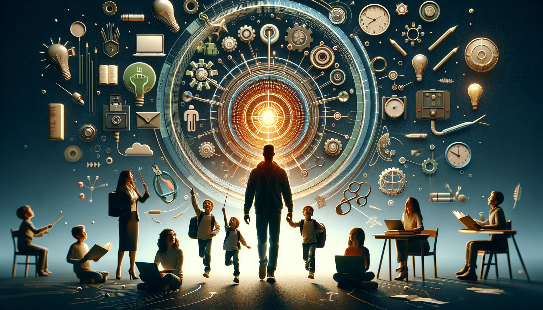 Un giovane studente che studia online, circondato da libri e dispositivi digitali, rappresentando l'apprendimento moderno attraverso le micro-credential.