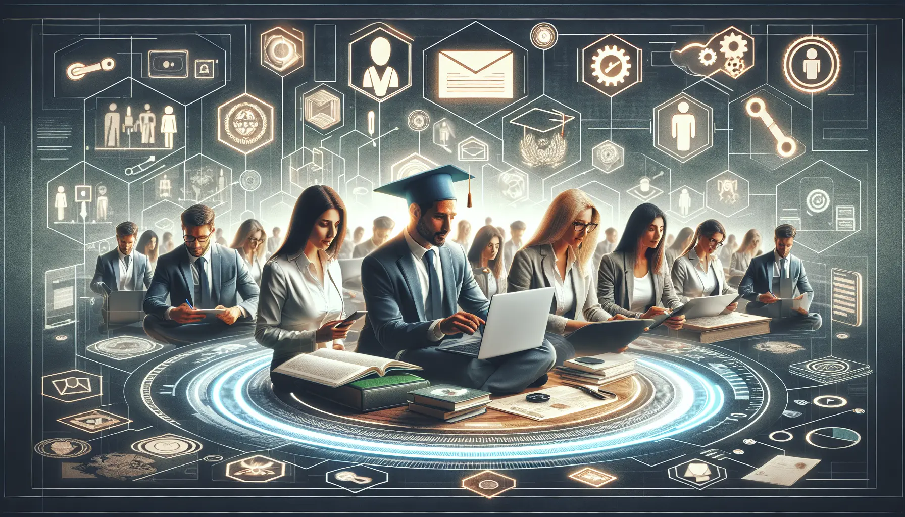 Un professionista che studia online, rappresentando il concetto di micro-credential e formazione continua.