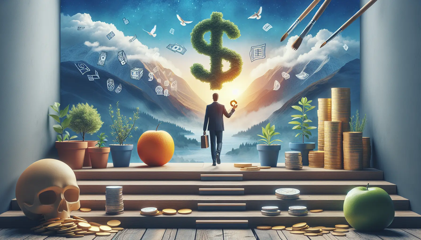 Un'immagine che rappresenta il concetto di minimalismo finanziario, con elementi visivi che evocano semplicità e chiarezza.