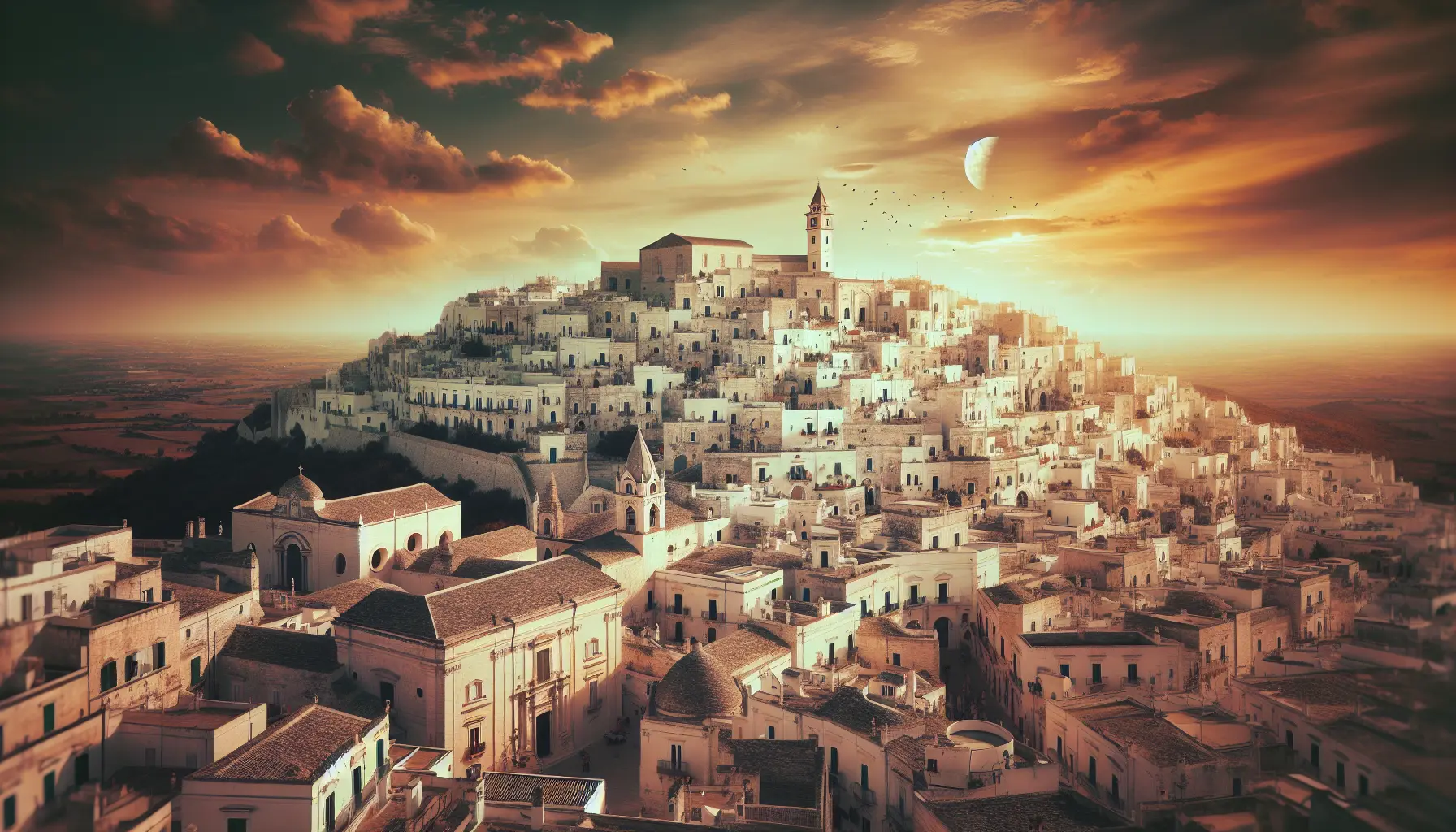 Vista panoramica di Ostuni con le sue case bianche e il cielo blu