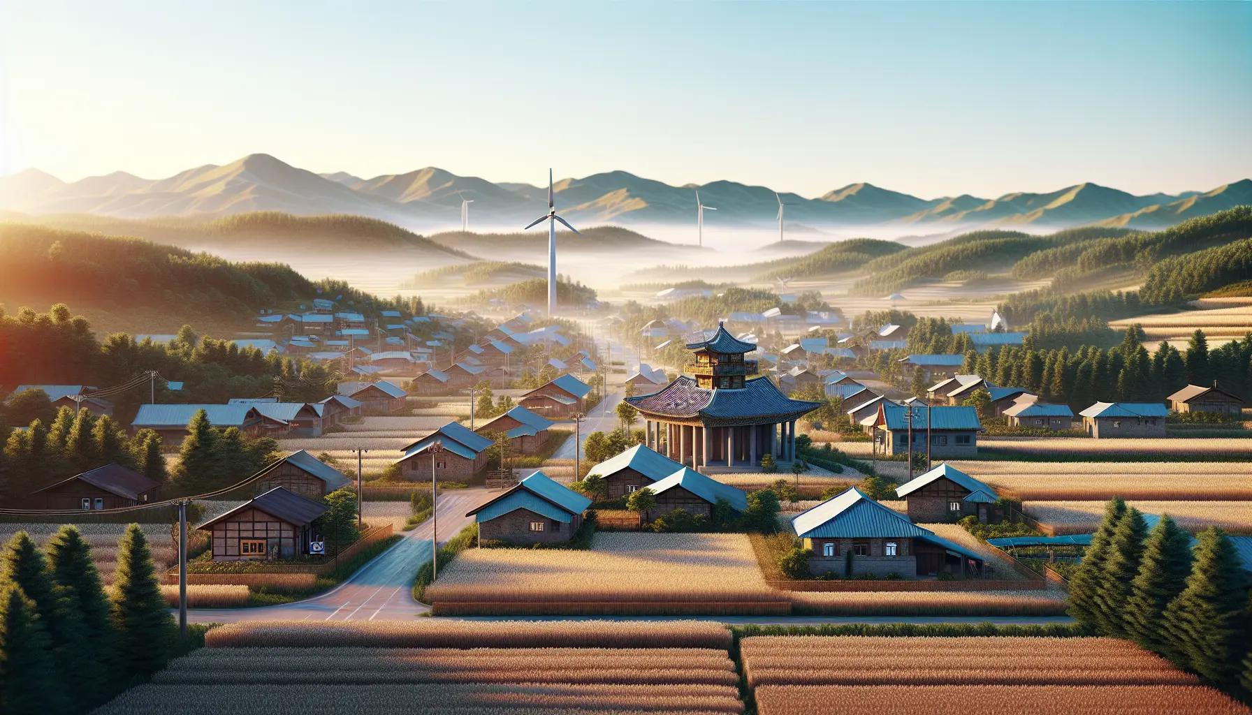 Vista del villaggio di Panmunjeom, simbolo di pace tra Corea del Nord e Corea del Sud, con il tavolo della firma dell'armistizio.