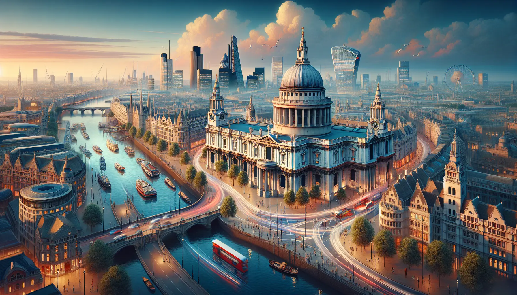 Vista panoramica di Londra con il Big Ben e il Tamigi